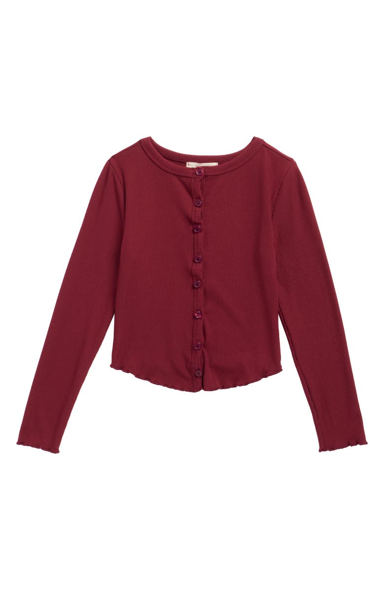 Walking on Sunshine Kids' Rib Top, Main, color, Burgundy