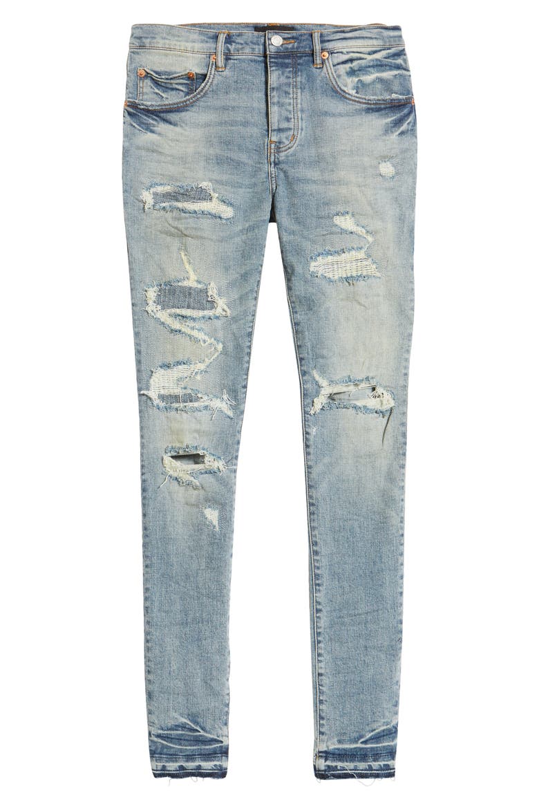 Ripped Skinny Jeans, Alternate, color, LIGHT INDIGO VINTAGE
