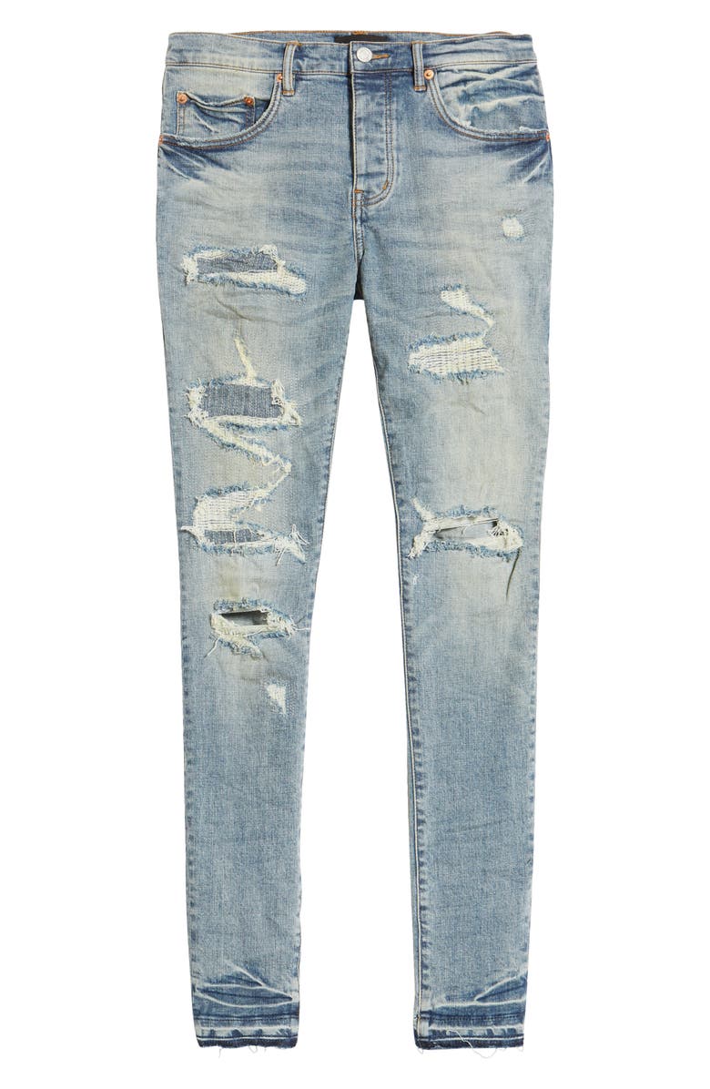 PURPLE BRAND Ripped Skinny Jeans, Alternate, color, Light Indigo Vintage