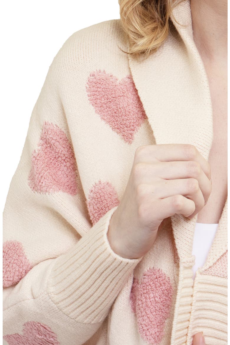 Heart Open Front Cardigan, Alternate, color, WHITE PINK
