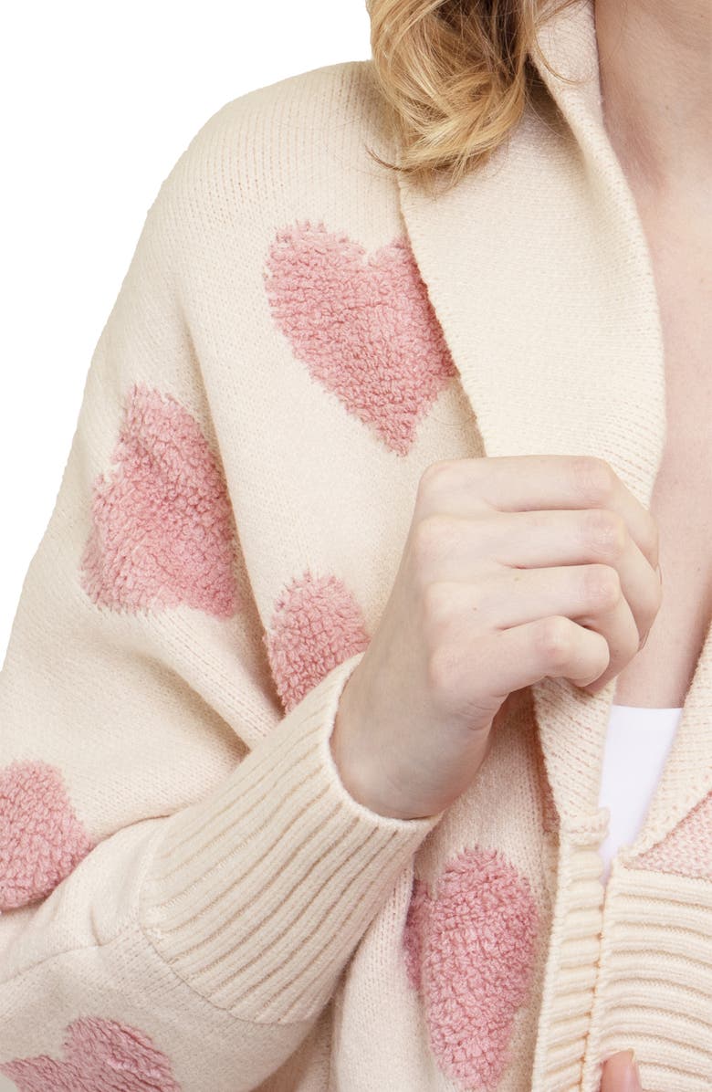 SAACHI Heart Open Front Cardigan, Alternate, color, White Pink