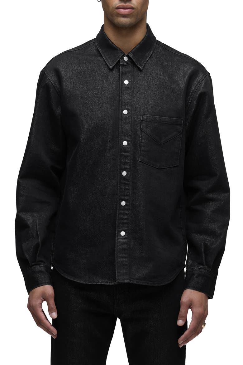 Snap-Up Denim Overshirt, Main, color, STARGAZER