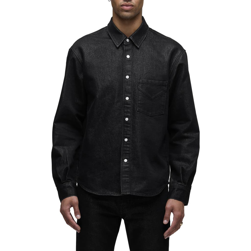 Hudson Jeans Snap-up Denim Overshirt In Black