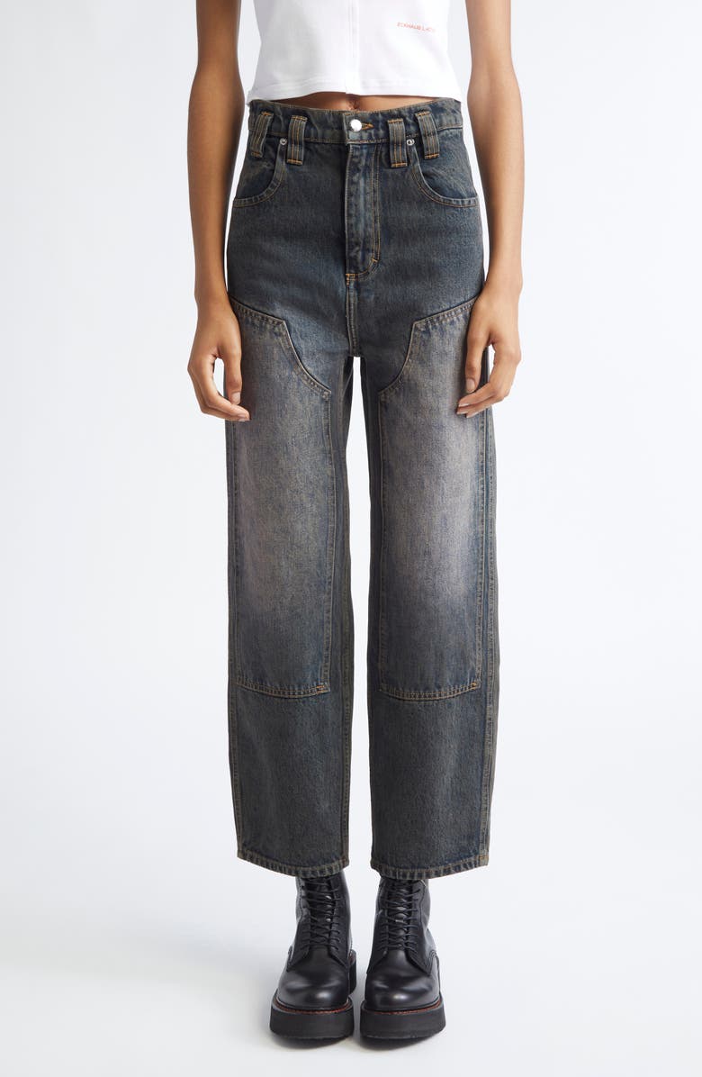 Eckhaus Latta Gender Inclusive Double Knee Baggy Jeans, Main, color, Moon Rock