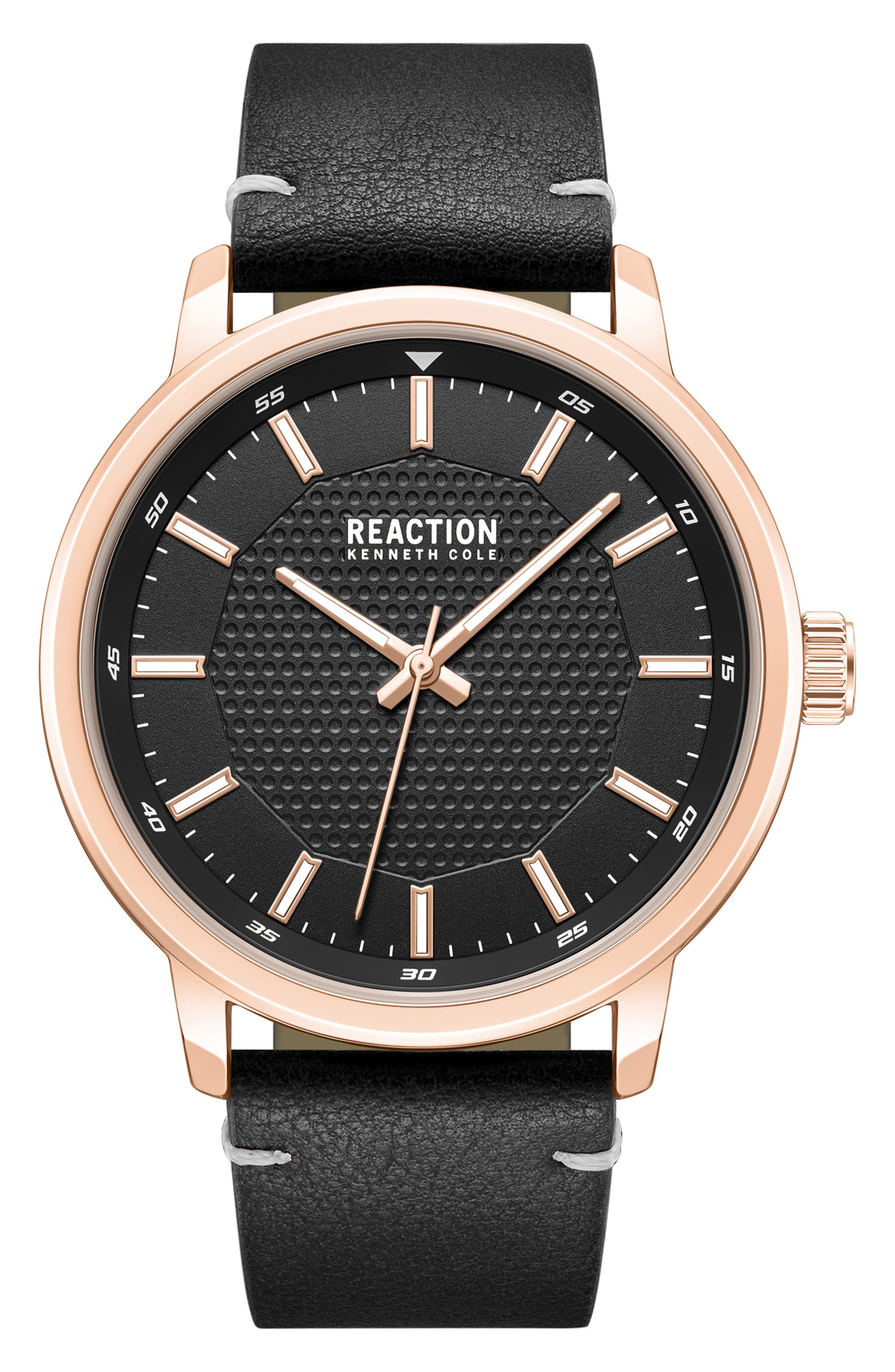 Kenneth Cole Reaction Classic Black Strap Watch, 44mm