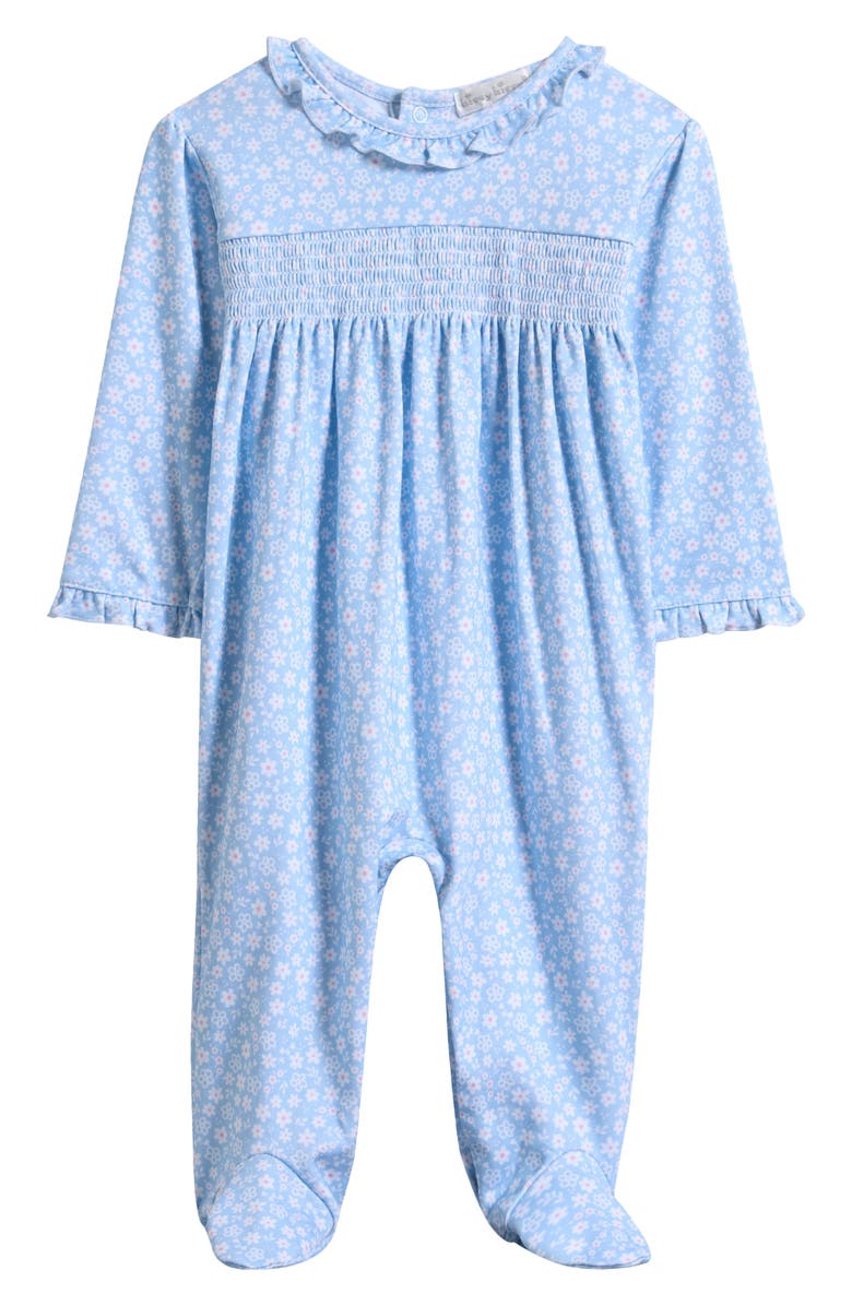 Kissy Kissy Floral Ruffle Trim Footie, Main, color, 