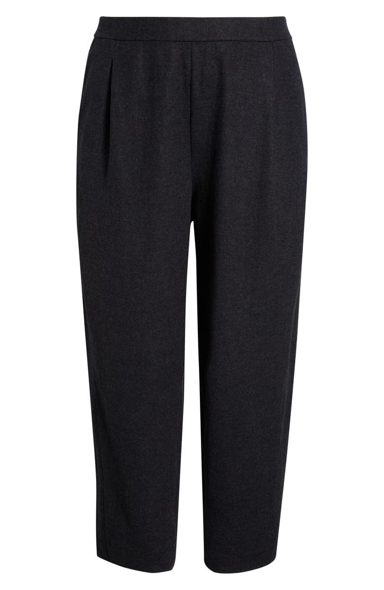 Eileen Fisher Pleated Virgin Wool Ankle Lantern Pants, Alternate, color, Charcoal