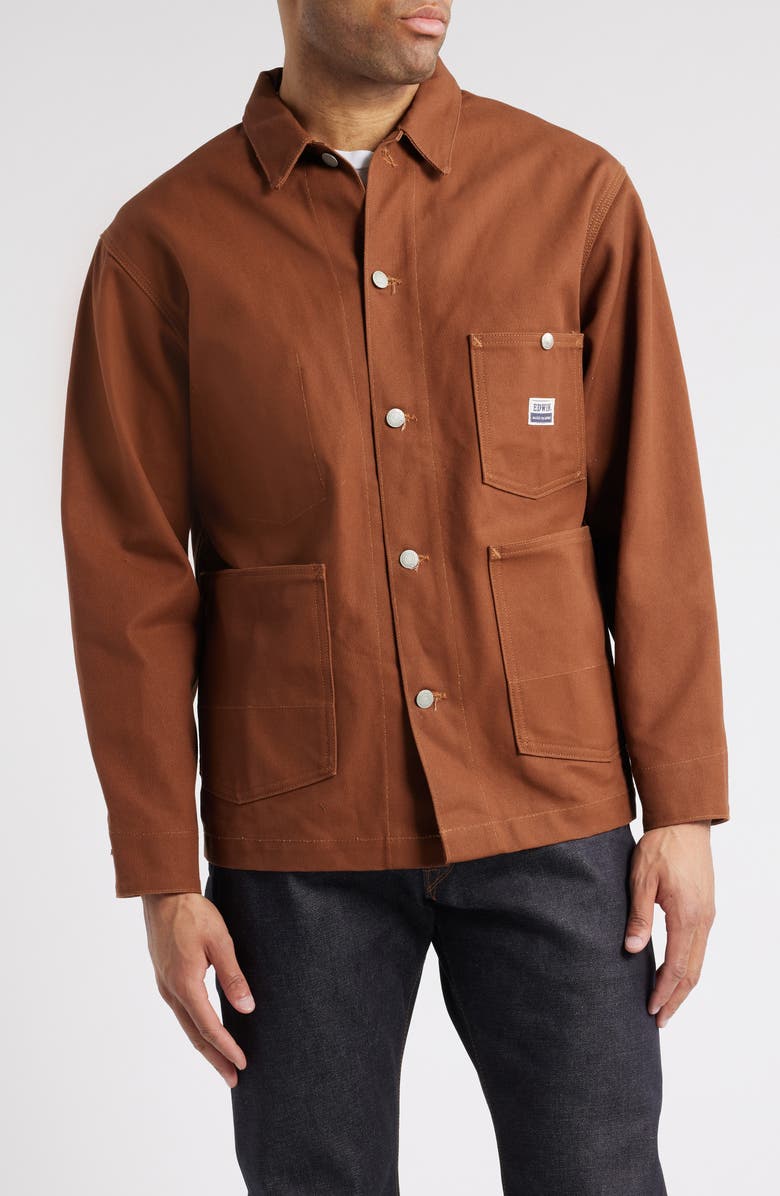 EDWIN Denim Coverall Jacket, Alternate, color, Duck Brown