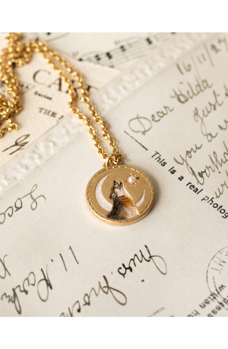 Fable England Wolf Spirit Guide Pendant Necklace, Alternate, color, Multi & Gold