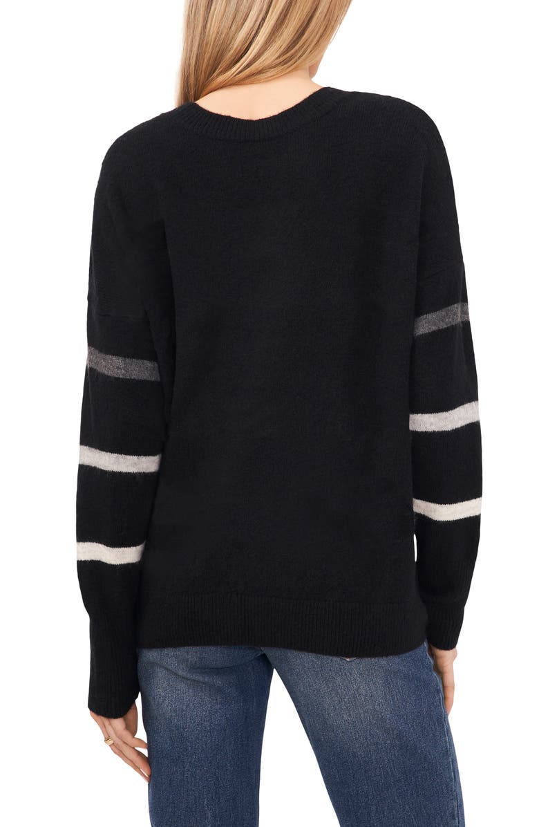 Vince Camuto Sequin Stripe Sweater, Alternate, color, Rich Black