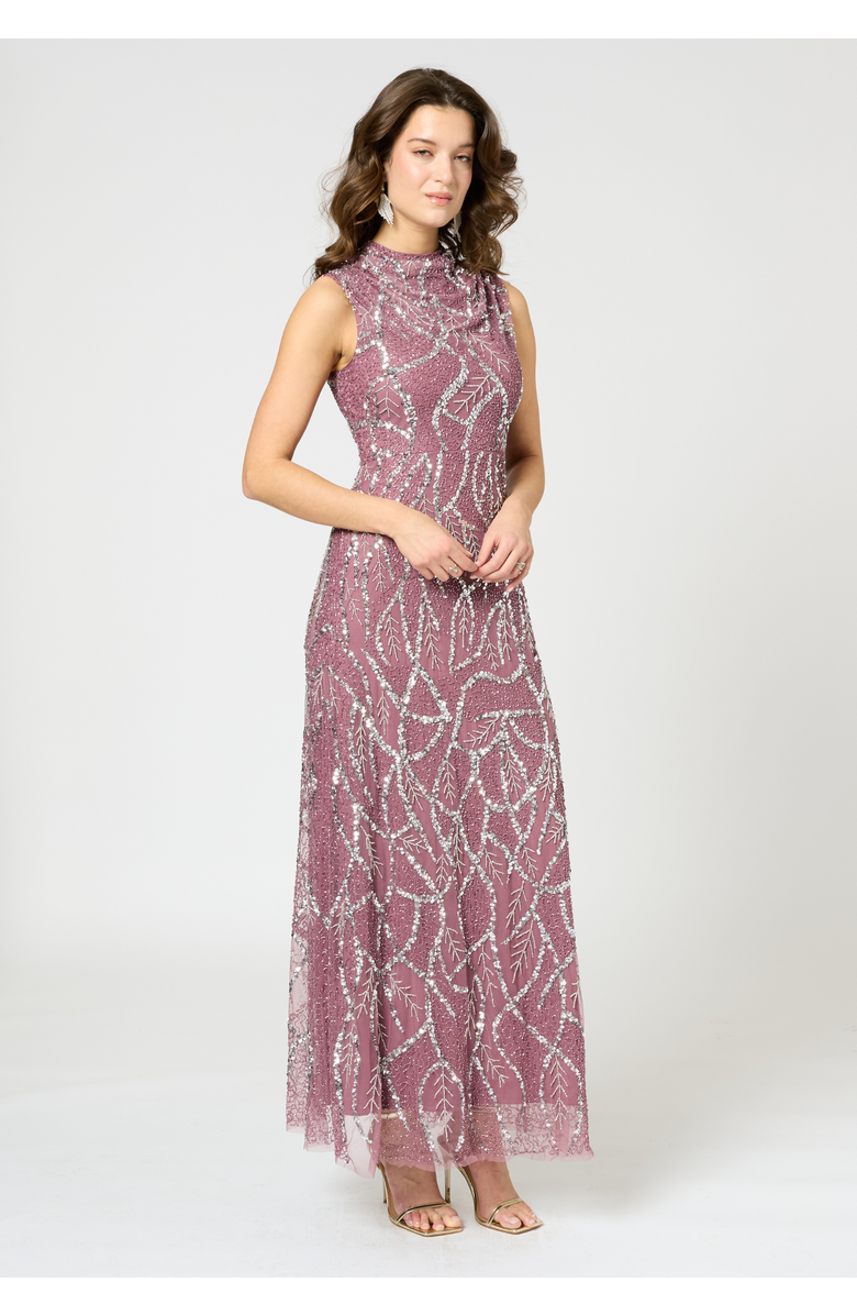 BEAUUT Embellished Sequin Beaded Maxi Dress with Cowl Neck, Alternate, color, 