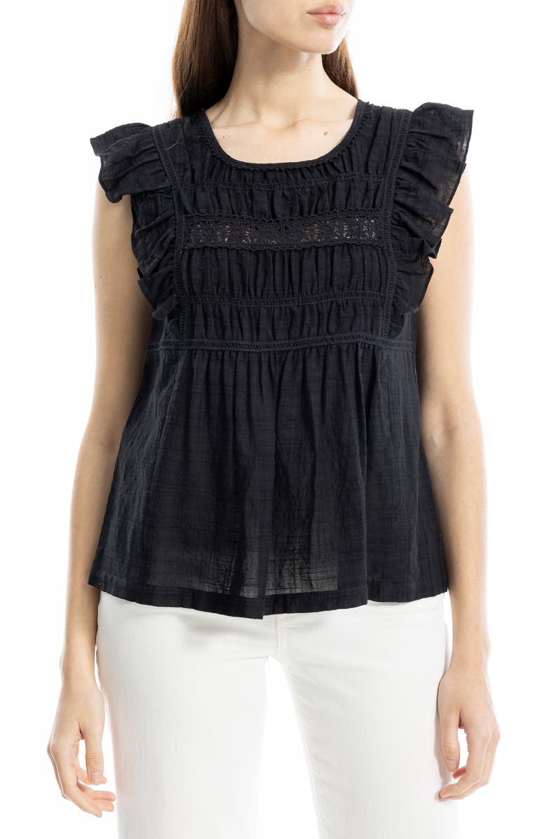 MAX STUDIO Ruffle Cap Sleeve Babydoll Top, Main, color, Black