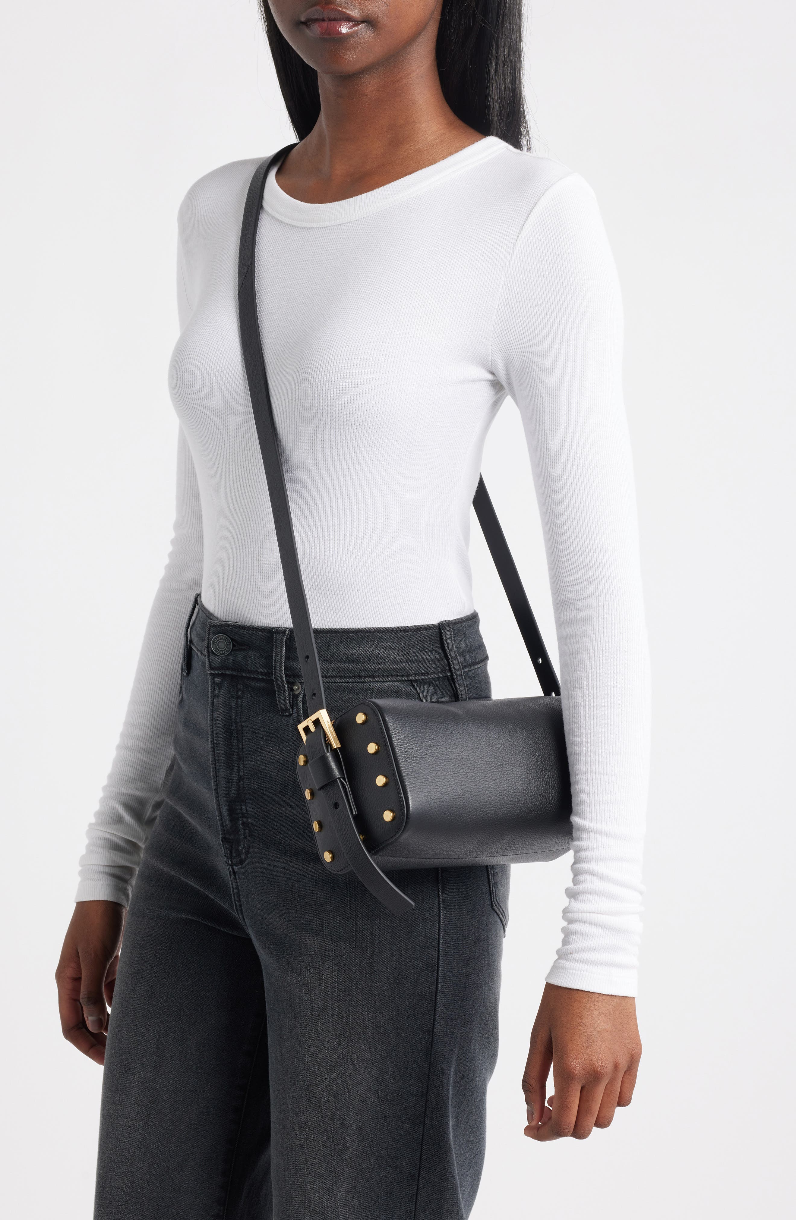 AllSaints Miro Barrel Crossbody Bag, Alternate, color, 