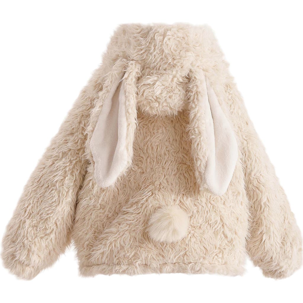Tulleen Kids' Bunny-eared Fuzzy Jacket In Neutral