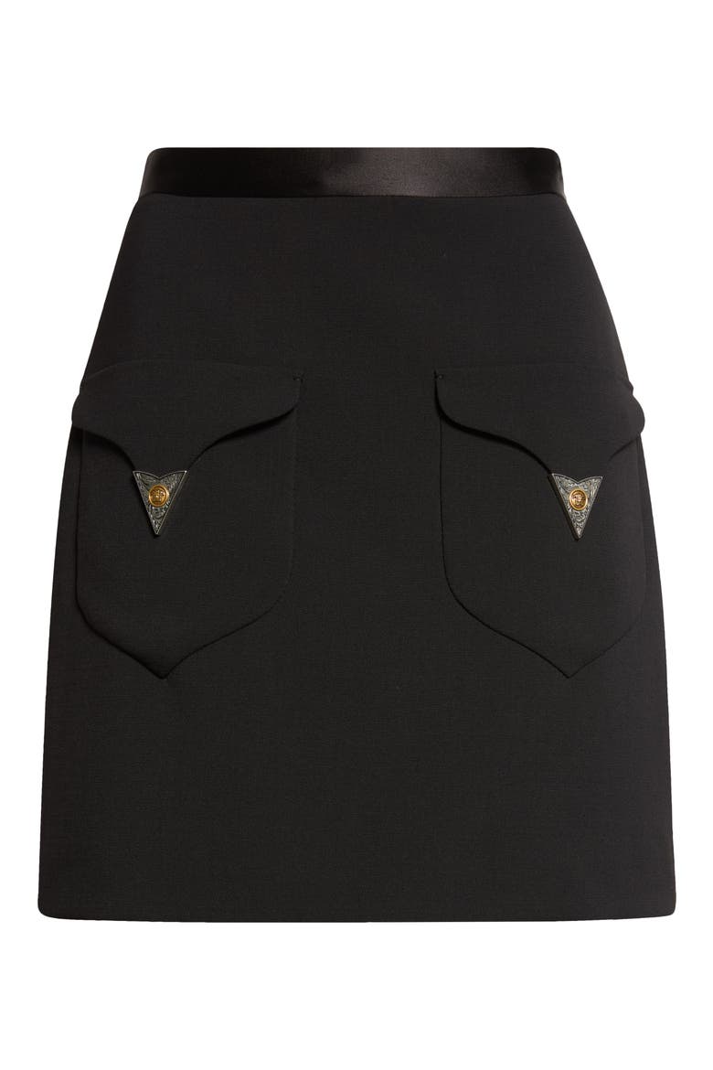Stretch Virgin Wool Miniskirt, Main, color, BLACK