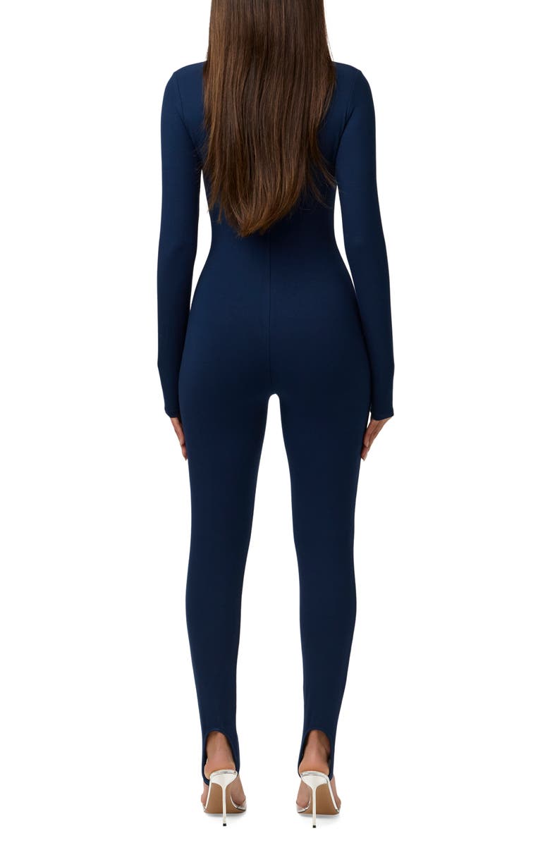 Naked Wardrobe Butter Long Sleeve Stirrup Jumpsuit, Alternate, color, Navy Blue