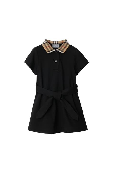 Check Collar Cotton Polo Shirt Dress
