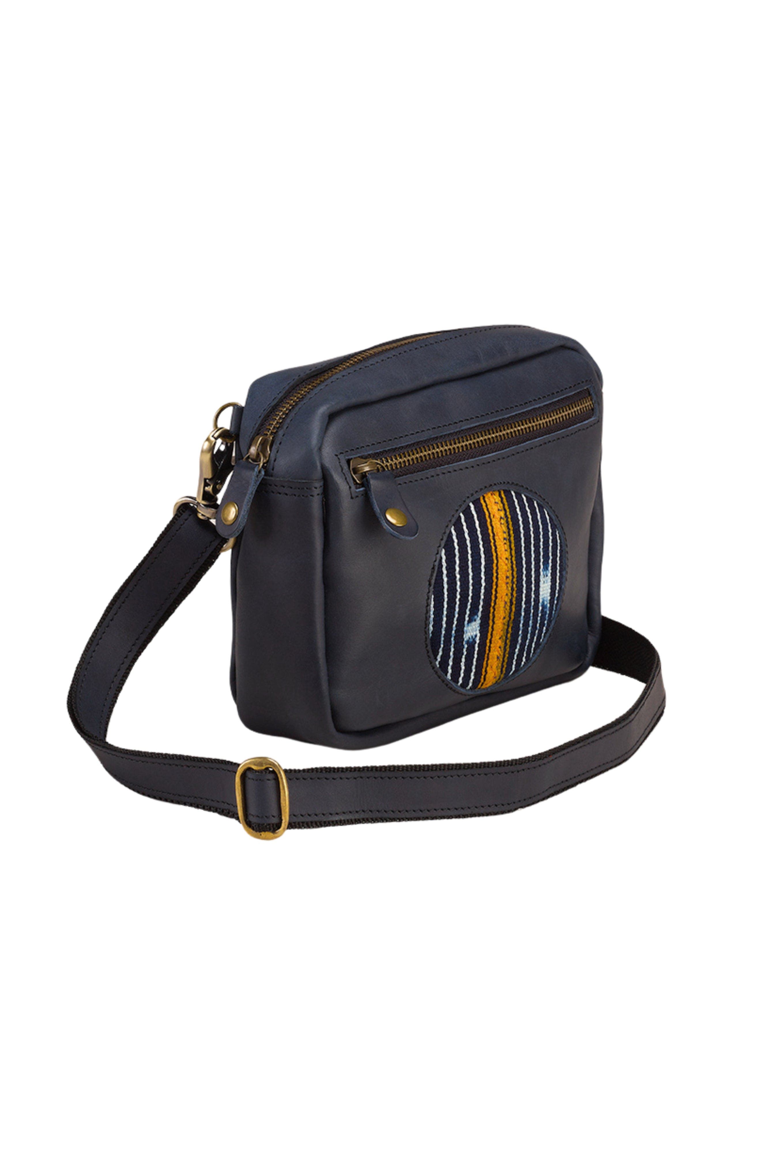 Sarep + Rose Heli Convertible Leather Crossbody Belt Bag, Alternate, color, Navy Baoule