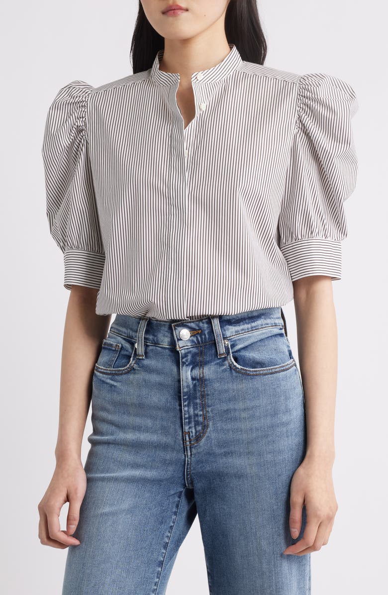 The Shirred Puff Sleeve Stripe Organic Cotton Top