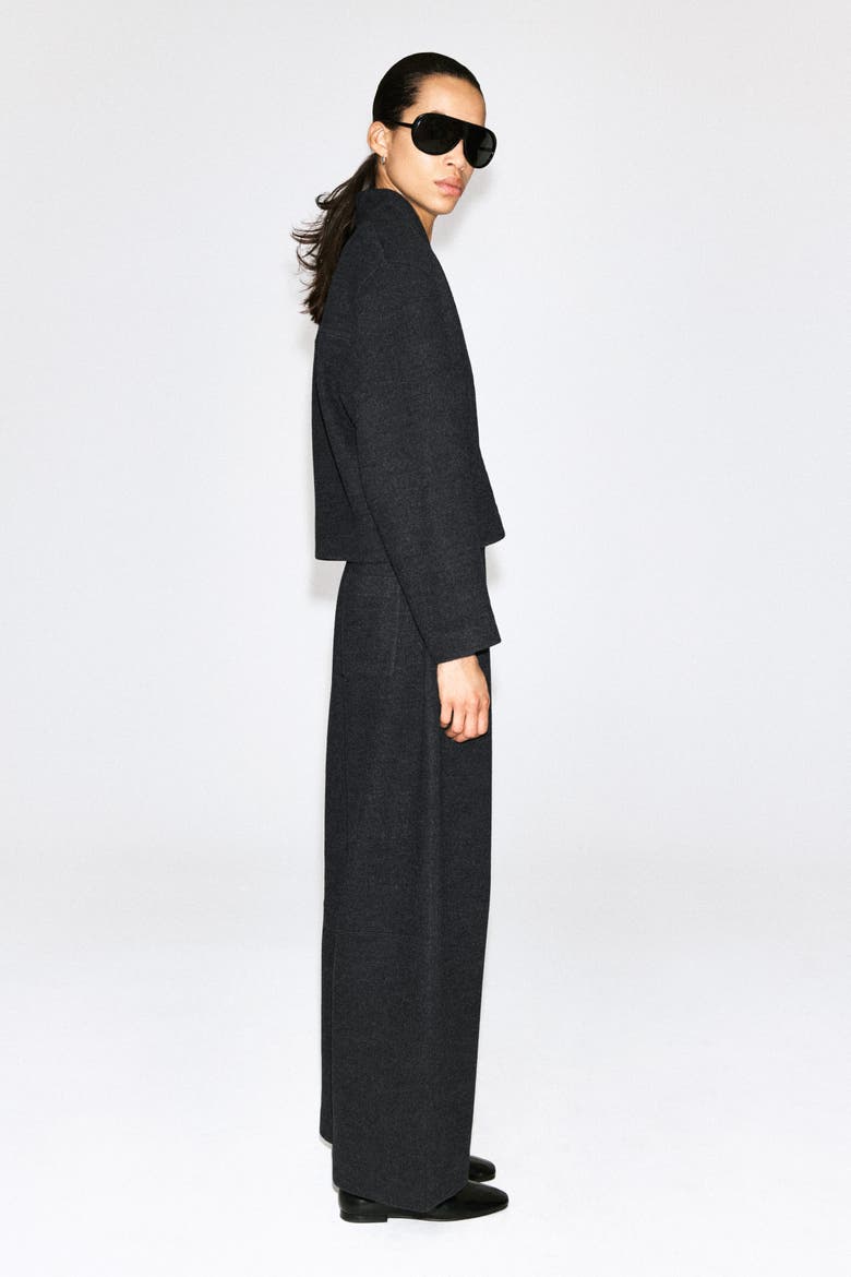 Boiled Wool-blend Barrel-leg Pants, Alternate, color, CHARCOAL MÉLANGE