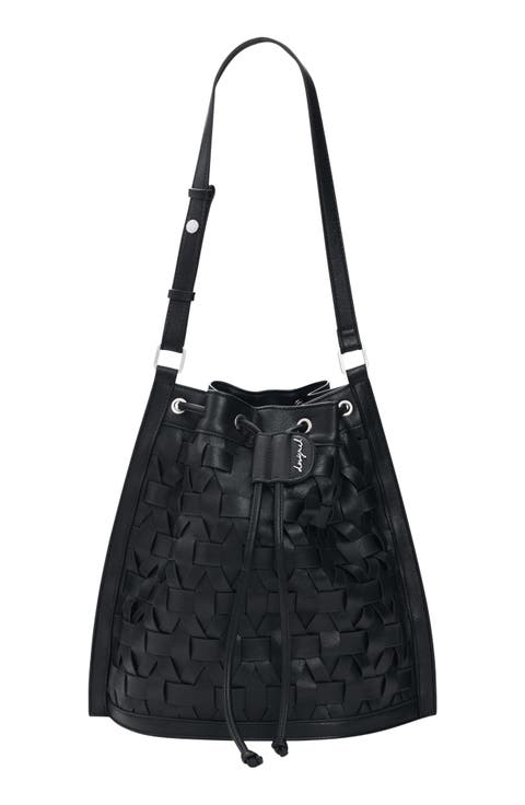 Woven Faux Leather Backpack