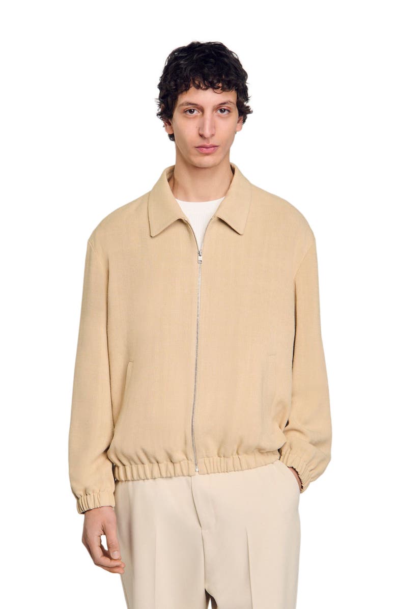 SANDRO Zip-up jacket, Alternate, color, Oats