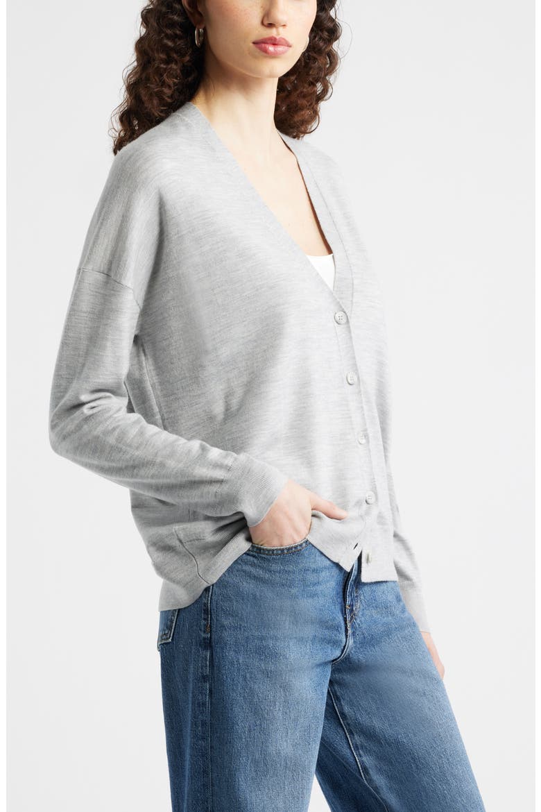 Asymmetrical Wool Blend Cardigan, Alternate, color, GREY HEATHER