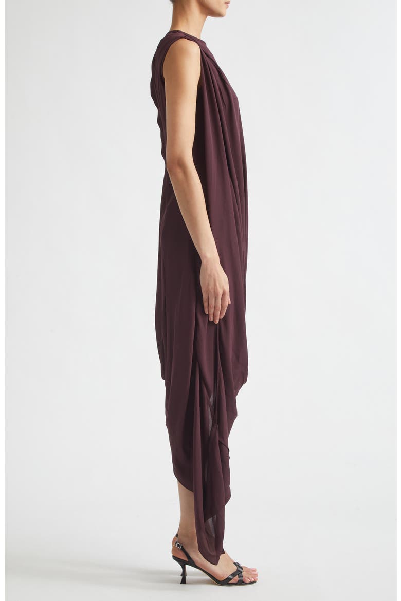 Asymmetric Drape Georgette Midi Dress, Alternate, color, ACAI