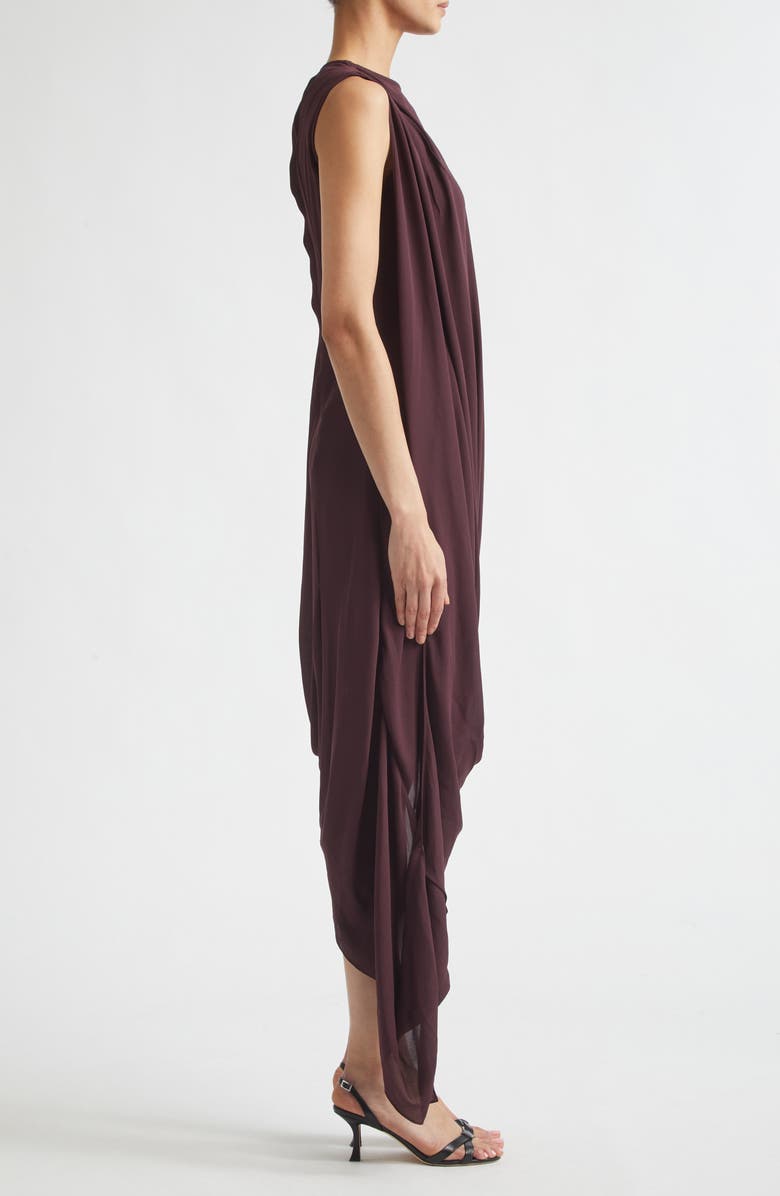 Victoria Beckham Asymmetric Drape Georgette Midi Dress, Alternate, color, Acai