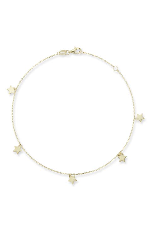 <p>14K Gold Star Charm Anklet</p>