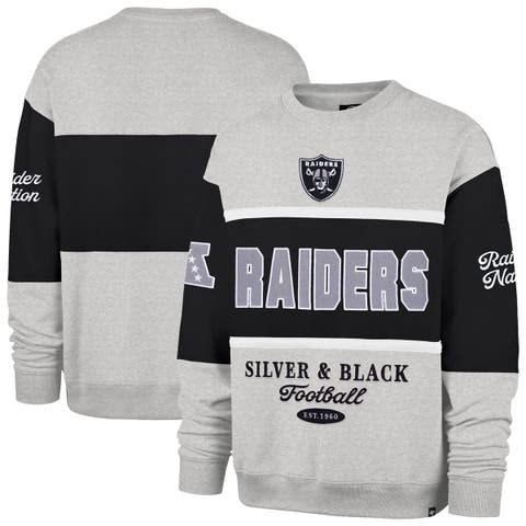 Men's '47 Black/Heather Gray Las Vegas Raiders Blockfield Maximalist Sweatshirt
