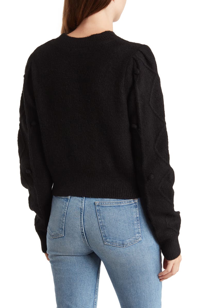 Elodie Pompom Cable Knit Crop Sweater, Alternate, color,