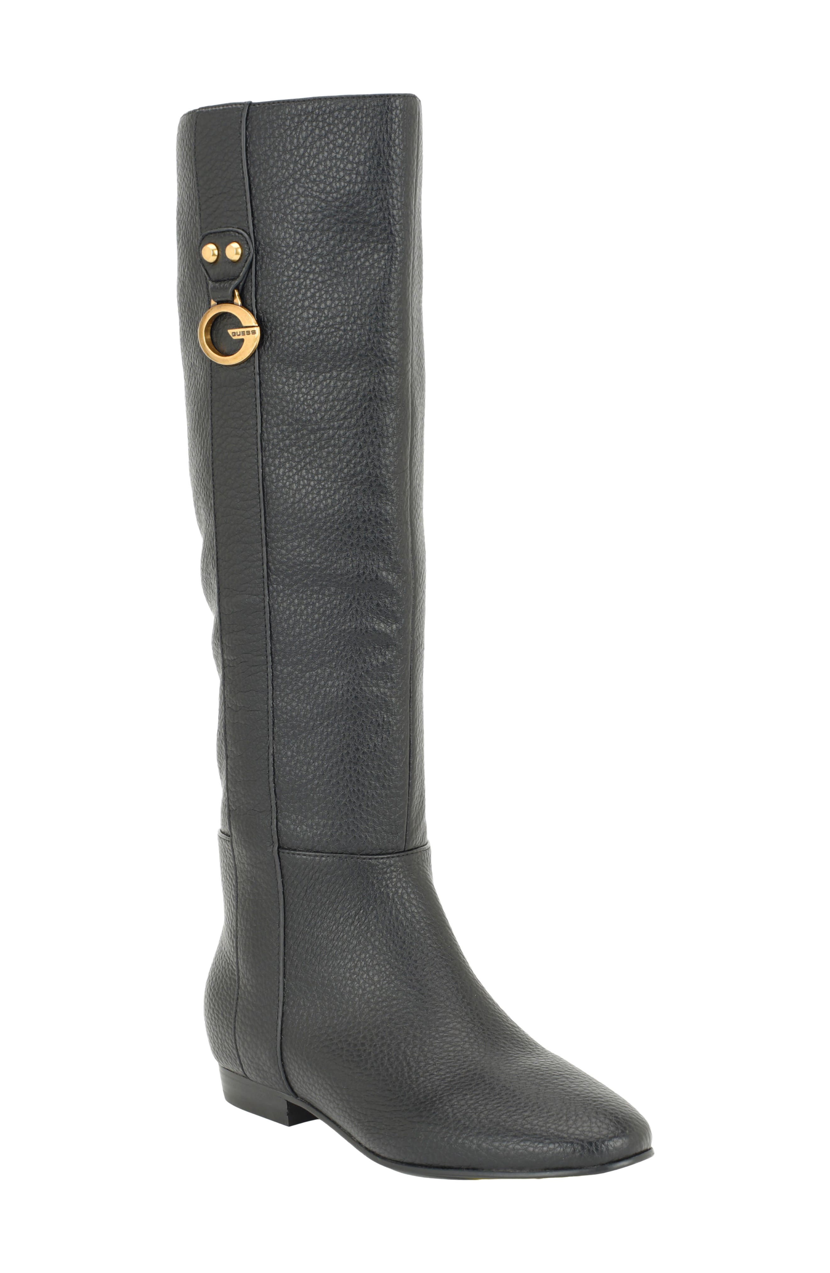 Gwelliana Faux Leather Over the Knee Boot, Main, color, BLACK