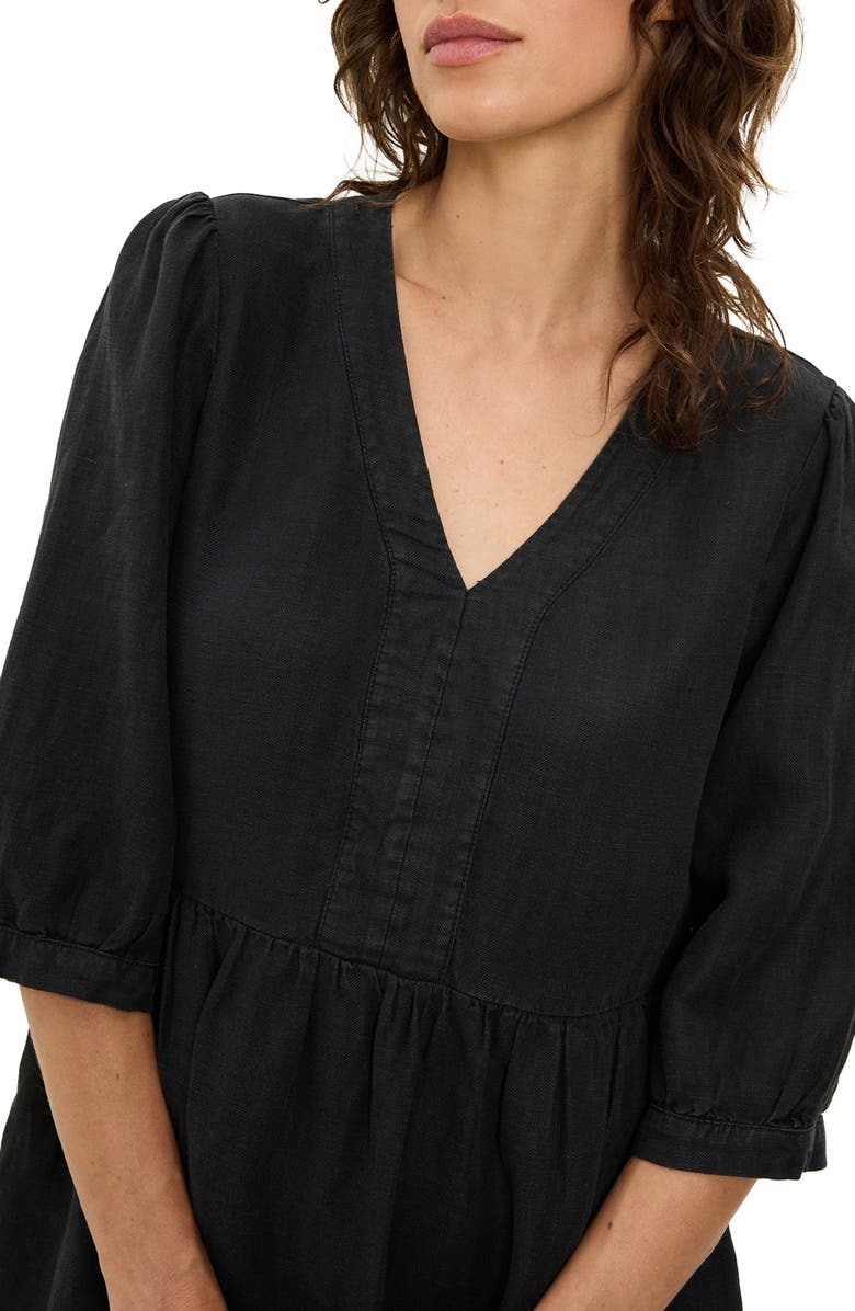 Michael Stars Brielle Linen Blend Minidress, Alternate, color, Black