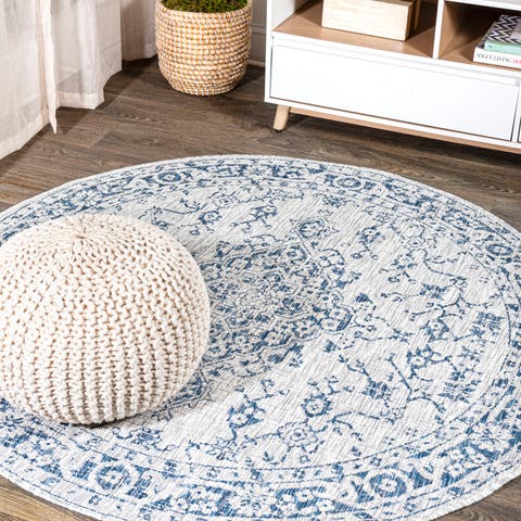 Rozetta Boho Medallion Textured Weave Indoor/Outdoor Round Area Rug