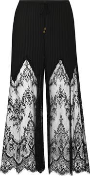 L'AGENCE Sharon Lace Trim Cover-Up Wide Leg Pants