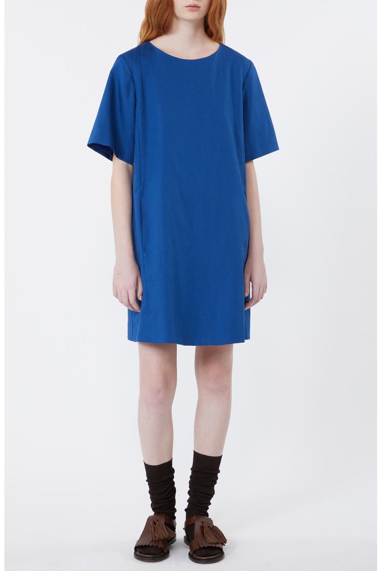Aloa Cotton & Linen T-Shirt Dress, Main, color, OCEAN