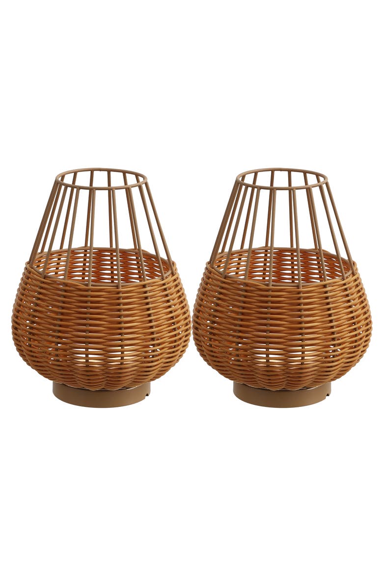 10" Indoor/Outdoor Rechargeable/Cordless Dimmable LED Table Lamp(Set of 2), Main, color, Light Brown Brown