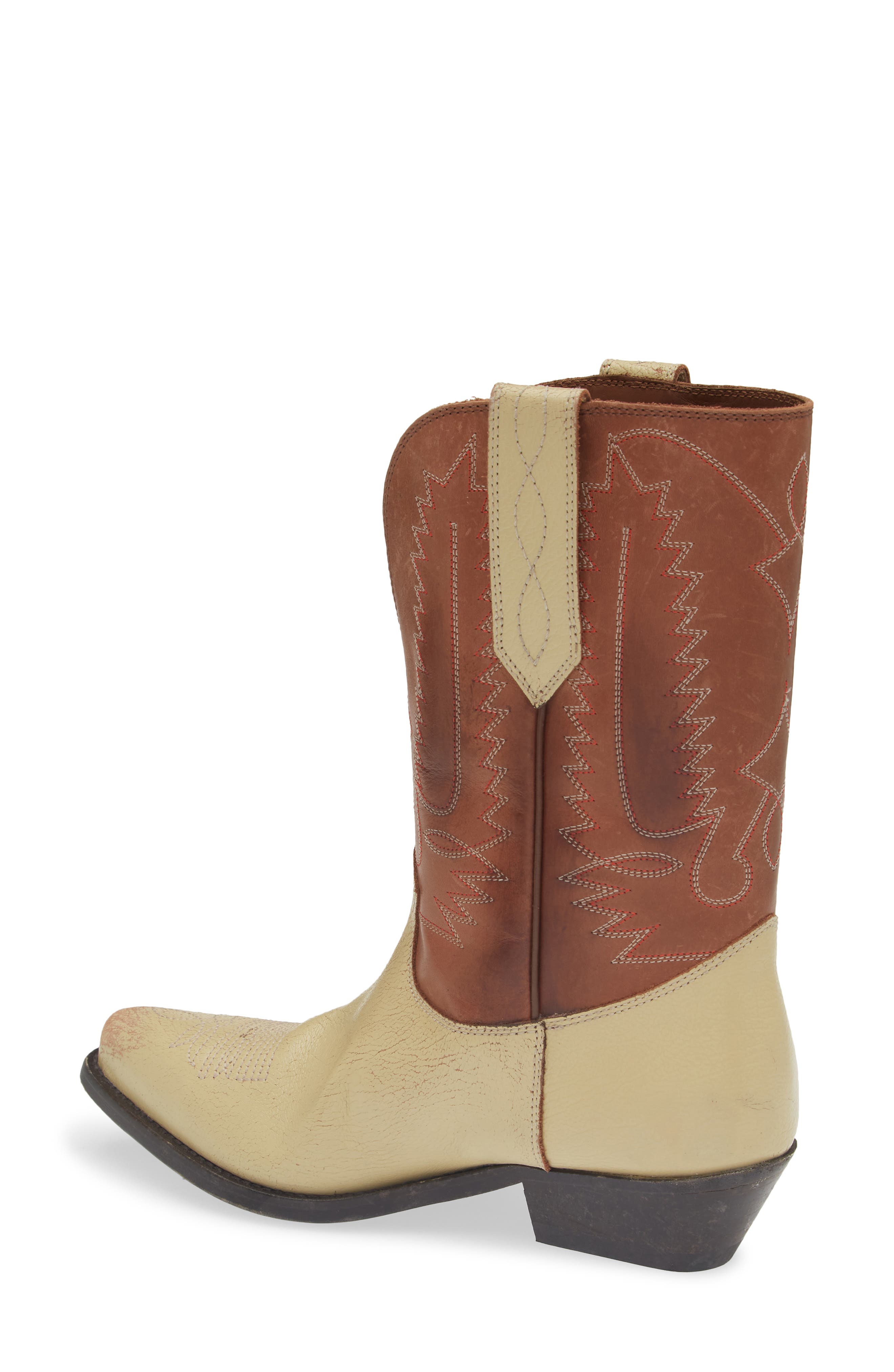Golden Goose Wish Star Short Western Boot, Alternate, color, Cream/ Brown