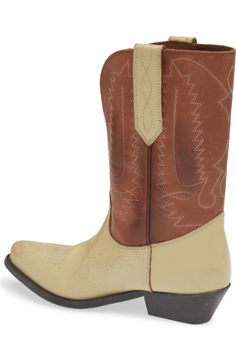 Golden Goose Wish Star Short Western Boot, Alternate, color, Cream/ Brown