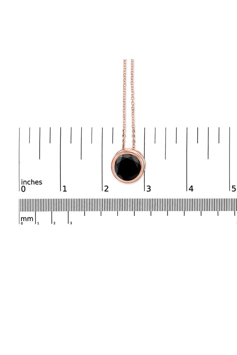 14K Rose Gold 7.0 Cttw Bezel-Set Black Round Diamond Solitaire Pendant Necklace, Alternate, color, Pink