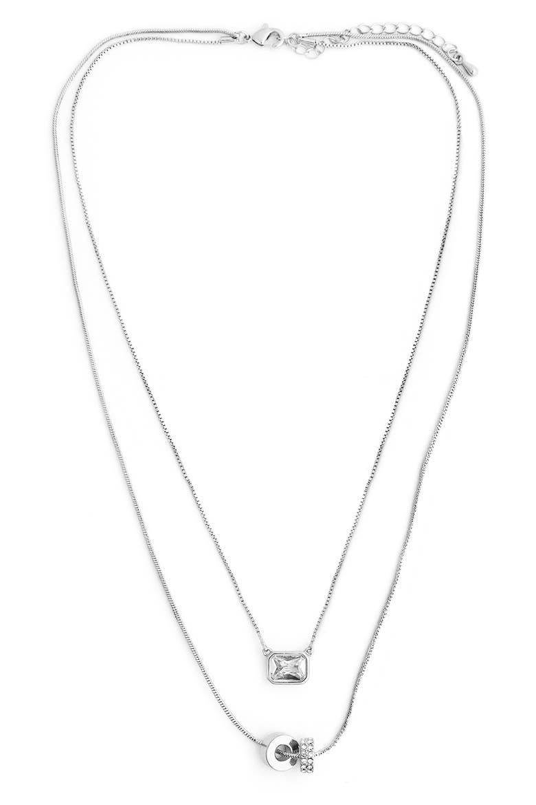 Crystal Pendants Layered Chain Necklace, Main, color, SILVER