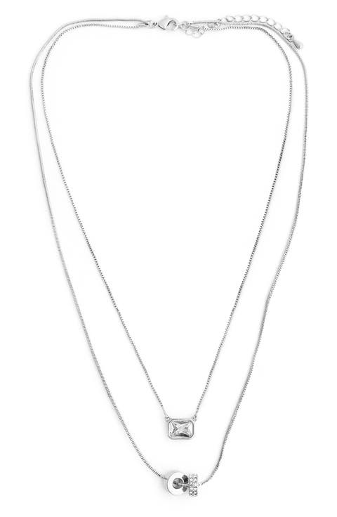 Crystal Pendants Layered Chain Necklace