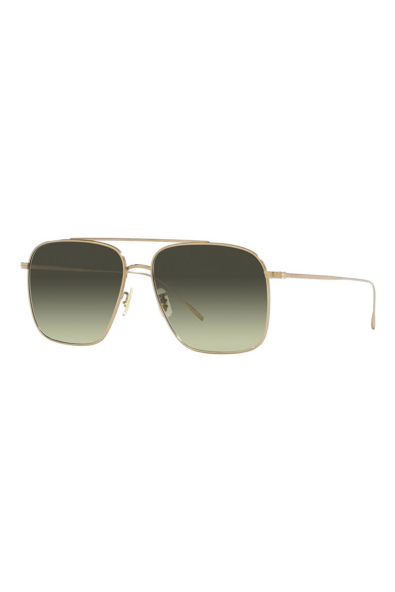Dresner 56mm Gradient Pilot Sunglasses, Alternate, color, DARK GREEN