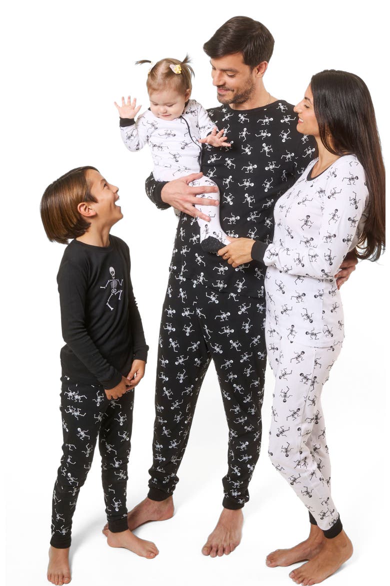 Women's Cotton Matching Family Halloween Pajamas, Alternate, color, Skeleton White