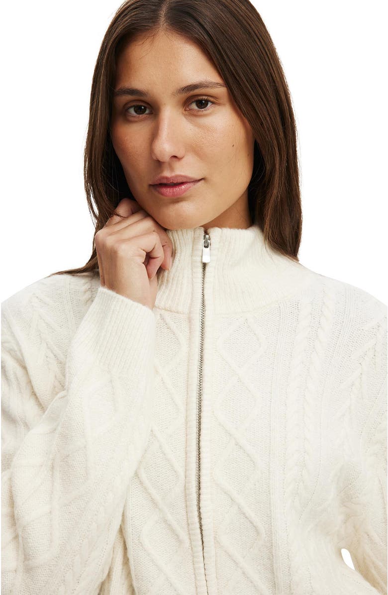 Cotton On Women's Cable Knit Bomber, Alternate, color, Porcelain Cable