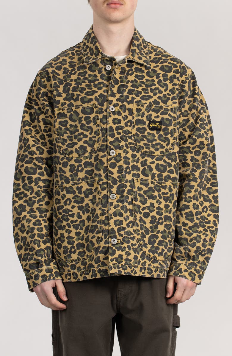 STAN RAY Leopard Print Cotton Twill Chore Jacket, Main, color, 