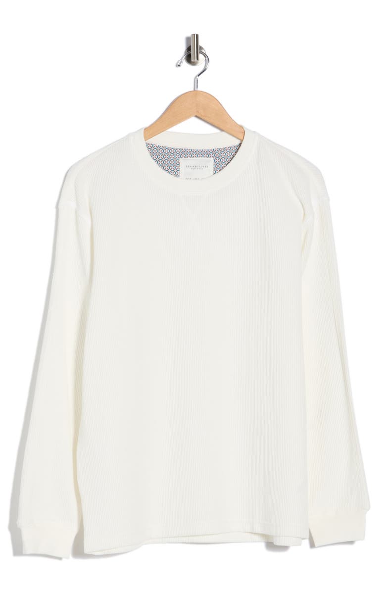 DENIM AND FLOWER Textured Long Sleeve T-Shirt, Alternate, color, Off White