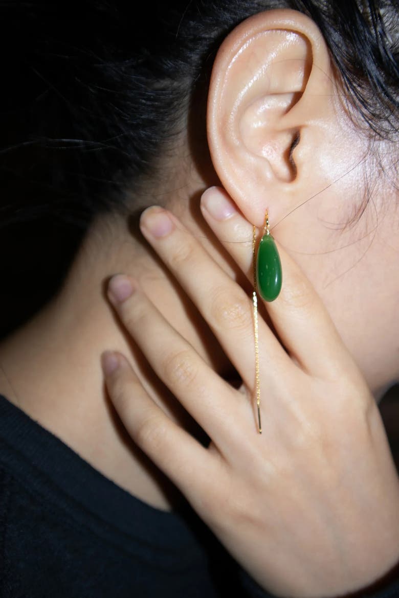 Waterdrop green drop earrings, Alternate, color, Bright green