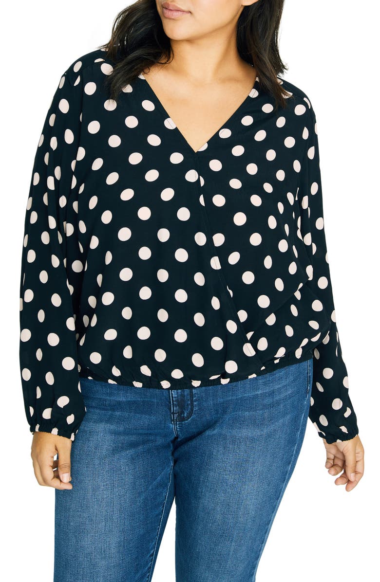 Sanctuary Cori Blouson Sleeve Surplice Blouse, Main, color, 